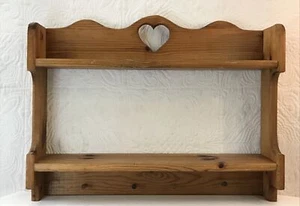 Vintage Wooden Heart Cutout Wall Shelf w/ pegs Cottagecore - Picture 1 of 9