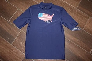 Cherokee XS 4/5 USA Blue Swim Rash Guard Shirt Short Sleeve Shirt UPF 50+ - Picture 1 of 6