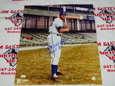 BILLY WILLIAMS SIGNED 16X20 WITH "HOF 87" INSCRIPTION AND JSA COA CHICAGO CUBS - Image 1 of 3