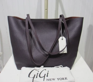 GiGi New York Tori Tasche groß Leder ungefüttert weich lässig UVP 375 $ WEINROT - Bild 1 von 16