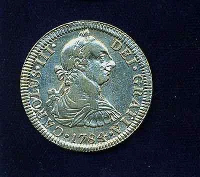 MEXICO SPANISH COLONIAL CHARLES III 1784-Mo-FF 2 REALES COIN ALMOST UNCIRCULATED - Image 1 of 2
