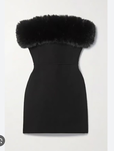 SAINT LAURENT (YSL) Saint Laurent Mini Abito Nero in Pelliccia Ecopelliccia S