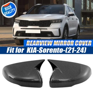 Carbon Black Rearview Wing Mirror Cover Cap Overlay For KIA Sorento 2021-2024 - Picture 1 of 12