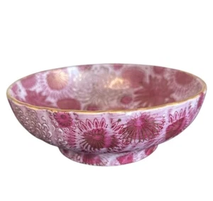 Genuine Kutani 7 Inch Bowl, Gadroon Chrysanthemums In Purple Lavender Gold White - Bild 1 von 12