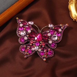 Luxurious crystal rhinestone butterfly brooch vintage exaggerated insect pin - Picture 1 of 11