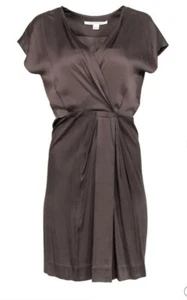 Diane von Furstenberg silk Akari mock wrap dress in taupe, US 14 / UK 16 NWT - Picture 1 of 6