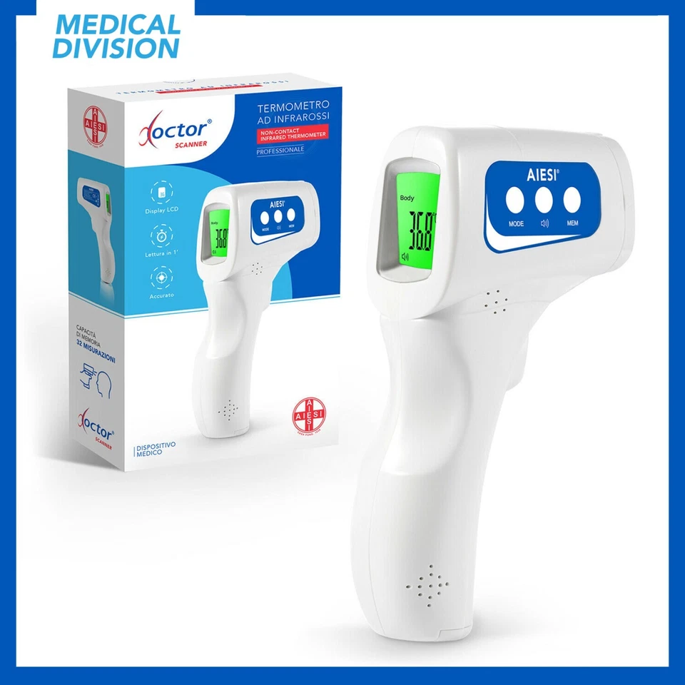 Termometro ad infrarossi professionale per febbre e oggetti senza contatto AIESI - Immagine 1 di 4