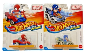 SPIDER-MAN & CAPTAIN AMERICA Hot Wheels Marvel Racer Verse Character Cars - Picture 1 of 1