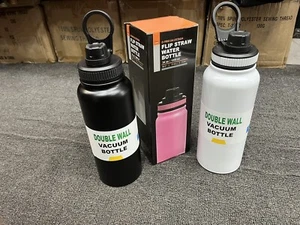 34 oz insulated stainless steel water bottle Black Or White Available - Picture 1 of 6