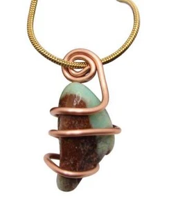 Real Crystals CHRYSOCOLLA PENDANT Handmade Talisman Stress Reliever Calm #14 - Picture 1 of 3