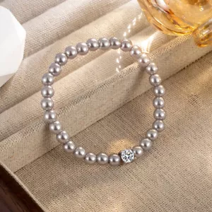 Zircon round pearl gentle girl bracelet - Picture 1 of 8