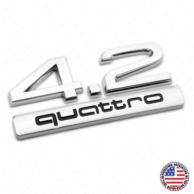 Tapa de la cubierta del maletero trasero del coche Audi 4.2 Quattro placa de identificación emblema insignia OEM cromo línea Foto 1 de 4