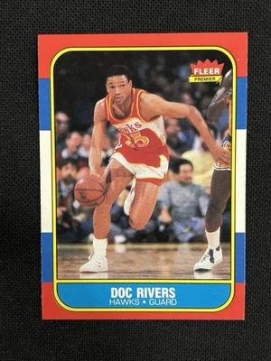 1986-87 Fleer 篮球 #91 Doc Rivers 近乎完好新秀 RC 亚特兰大老鹰队 *543 — 第 1/2 张图片
