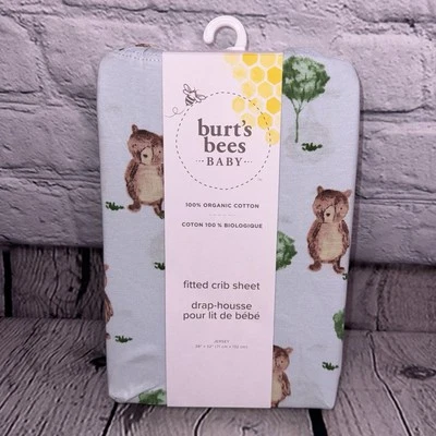 Nuevo Burt's Bees Sábanas Ajustables para Cuna Algodón Orgánico Ropa de Cama para Bebé - Oso RARO Foto 1 de 2