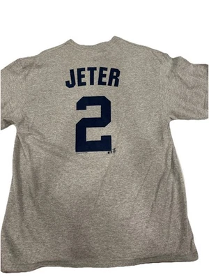 Camiseta gris de béisbol Derek Jeter #2 de los New York Yankees para hombre talla XLg MLB Foto 1 de 4