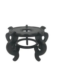 Vintage Asian Dark Wood Plant Stand Pedestal Fits 5.5"D Vase Fish Bowl Riser - Picture 1 of 8