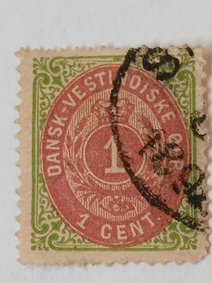 US DANISH WI, SCOTT 5a, I CENT, GREEN&ROSE LILAC, USED - Image 1 of 2