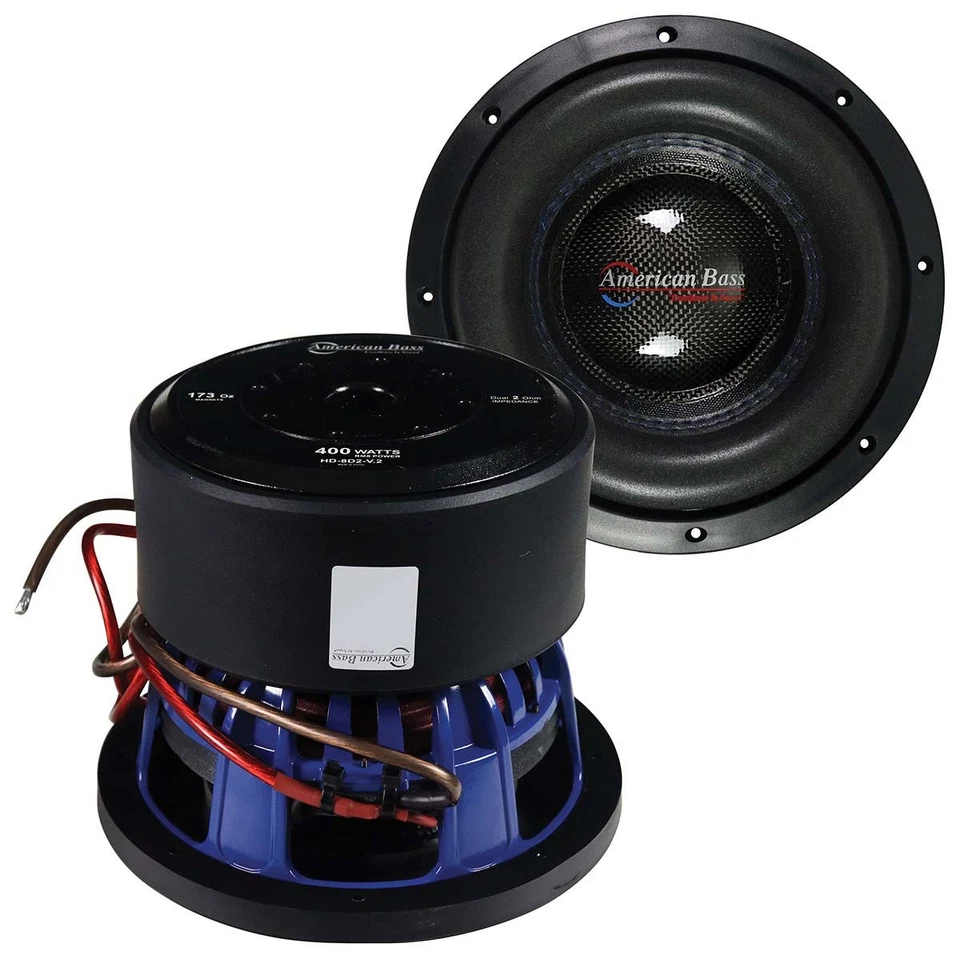 (2) AMERICAN BASS HD 8” ULTRA HEAVY-DUTY SUBWOOFERS D2 SUBS 2-OHM DVC (1 PAIR) - Image 1 of 4
