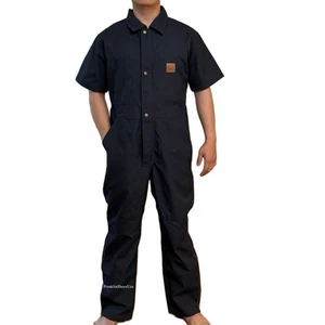 Kurzarm Arbeitskleidung Overall - leichte Baumwolle für warmes Wetter marine - Bild 1 von 5