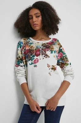 Desigual Women White Floral Knitted Jumper Size XS Small - Image 1 of 4