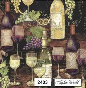 (2403) DOS servilletas decoupage de papel individuales para almuerzo - botellas de vinos - Imagen 1 de 3