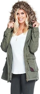 Chaqueta militar utilitaria para mujer forrada de piel sintética con capucha talla S, M nueva con etiquetas - Imagen 1 de 7