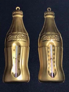 Pair of Vintage Metal Coke Bottle Thermometers Made USA - Picture 1 of 8