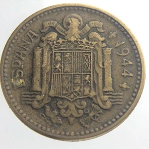 1944 Spain 1 One Peseta KM# 767 Circulated Coin Aluminum-Bronze W218 - Picture 1 of 6