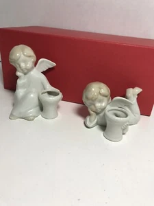 Fitz & Floyd 2 Engel Kerzenhalter Vintage 1981 keine Chips Risse oder Crazing - Bild 1 von 5