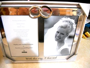 MALDEN SILBER "MIT DIESEM RING, ICH HEIRATE" 2 BILDER HOCHZEIT FOTORAHMEN NEU - Bild 1 von 4