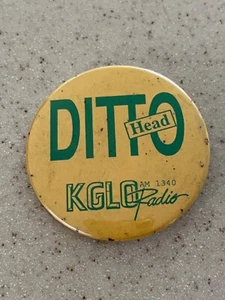 Vintage Rush Limbaugh KGLO Radio AM 1340 DITTO HEAD Pinback - Picture 1 of 3