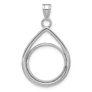 2008 $5 1/10 oz American Buffalo Prong Set Thin Teardrop Coin Bezel in 14k Gold - Picture 1 of 4