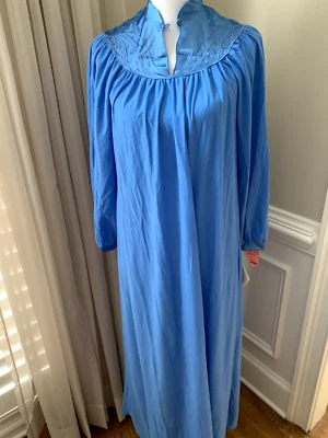 Gillian Omalley nightgown gown NOS NWT blue long sleeves nylon small s vintage - Image 1 of 4
