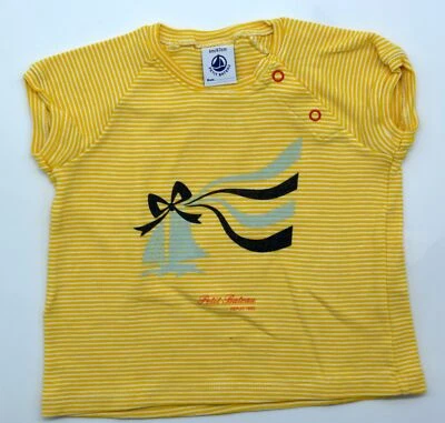 Original Bebé Camiseta De Petit Bateau Talla 6M - Imagen 1 de 2