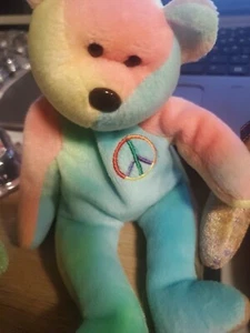 Original Ty Beanie Baby: Peace Bear 1996 - PVC Pellet  - Picture 1 of 5