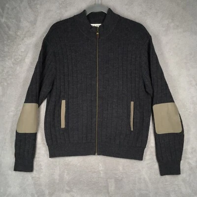 Orvis Sweater Mens XL Gray Full Zip Wool Ribbed Elbow Patch Heavyweight Grandpa - Image 1 of 4