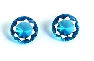 Natürlicher runder blauer Apatit Edelstein Paar 2 Kt/2 Stck. Transparent AGI Zertifiziert - Bild 1 von 4