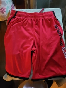 RED UNDER ARMOR ATHLETIC SHORTS SIZE YOUTH LARGE - Picture 1 of 1