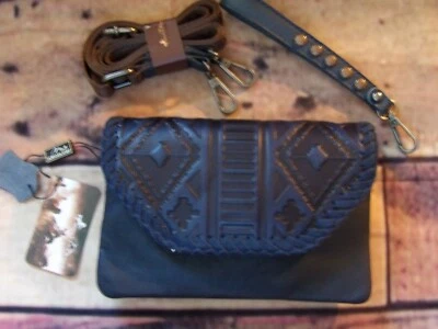 NUEVO CON ETIQUETAS - Montana West - Bandolera / Muñequera - Solapa sobre la parte superior - Azul marino - Cuero Foto 1 de 4