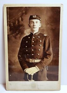 Teenage boy in uniform, military school? Hudson, New York, cabinet card photo