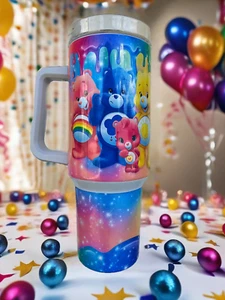 Bicchiere Care Bears 40 oz - acciaio inox con manico, coperchio cannuccia shimmer tumbler - - Foto 1 di 4