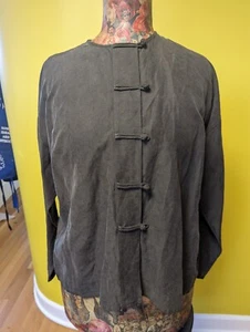 Dunkelgrüne Seidenbluse Damen Eileen Fisher Lagenlook Art To Wear Gr. S - Bild 1 von 5