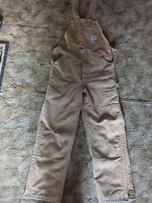 Vintage Carhartt Bib Overalls Mens 36x32 Brown Duck Canvas Quilt Lined USA Made