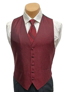 Men's Cardi Collection Red Tuxedo Vest & Tie Fullback Wedding Groom Cruise Prom - Picture 1 of 9