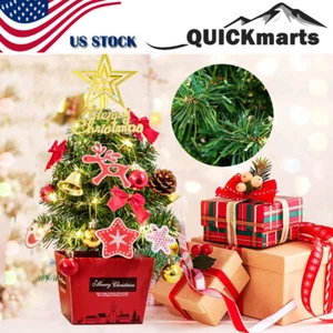 Artificial Christmas Tree Small Tabletop Lighted Ornaments LED Party Decor Gift - Picture 1 of 10