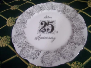 Norcrest Fine China 10.5" Silver 25th Anniversary Plate B-651 ~~ Silver trm - Picture 1 of 5