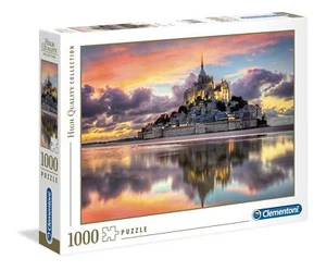 Puzzle Clementoni 1000 pezzi Mont Saint Michel Francia mare tramonto cm 69x50 - Foto 1 di 1