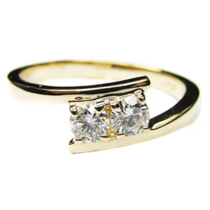 Swirl Duo runder Diamant Versprechen Verlobungsring in 14K Gelbgold - Bild 1 von 1