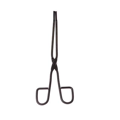 LABORATORY STEEL FLASK TONGS  STEEL CRUCIBLE TONGS 200mm - BLACK COATED STEEL - Image 1 of 3
