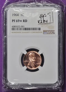 1964 Lincoln Head Cent.  In NGC Holder. PF 69 (STAR) RD.  k284 - Picture 1 of 2